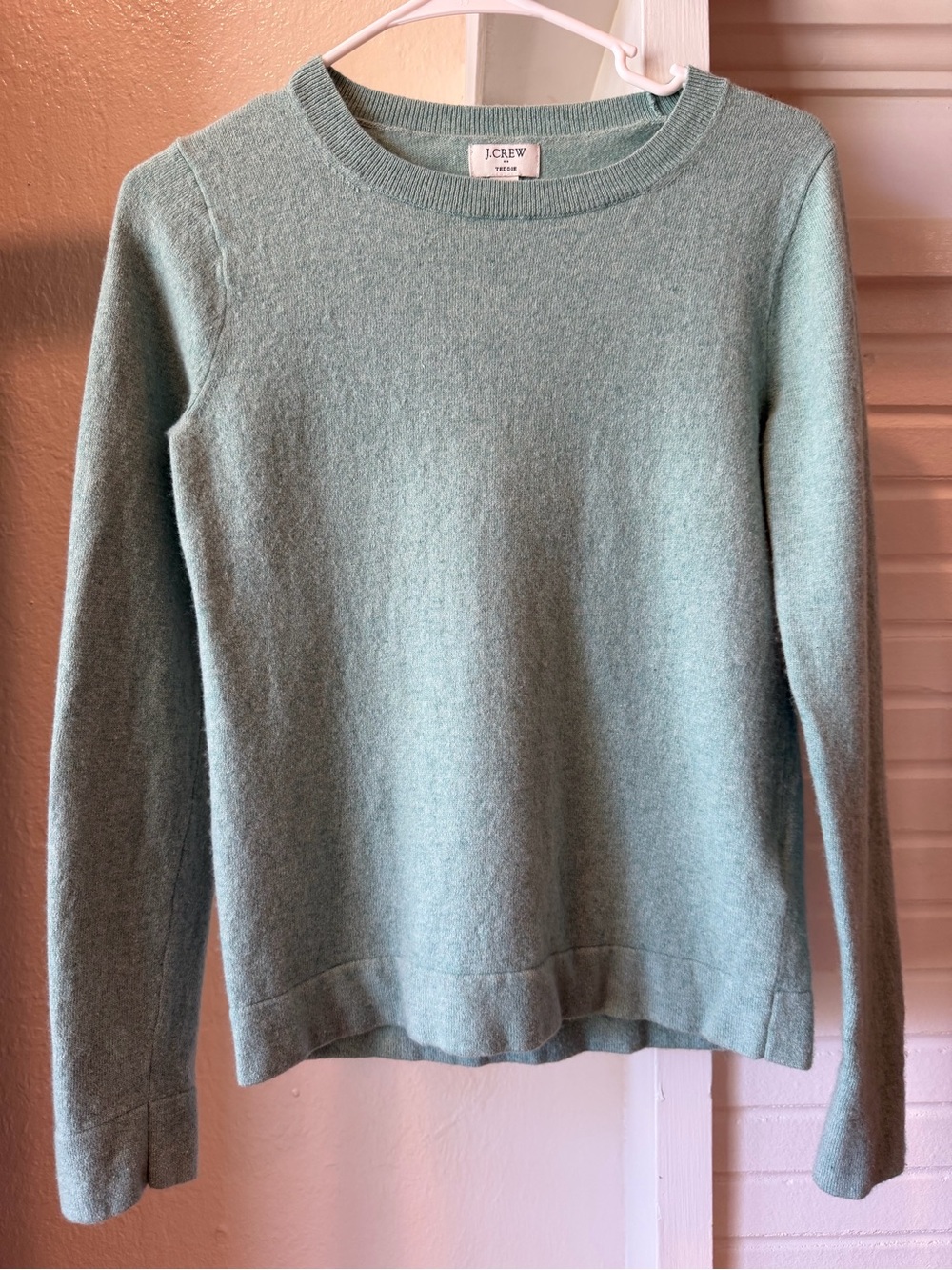 J. Crew Teddie Mint Green Crewneck Sweater Merino Wool Blend Small